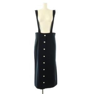 パールボタンサロペットスカート ロング 40 ネイビー /DF OS