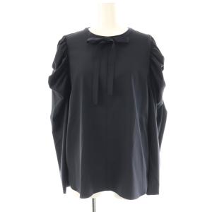 24AW タックショルダーハンサムブラウス リボン 38 ネイビー /DF OS