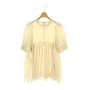 ショートパフギャザーブラウス プルオーバー 半袖 38 エクリュ /DF OS