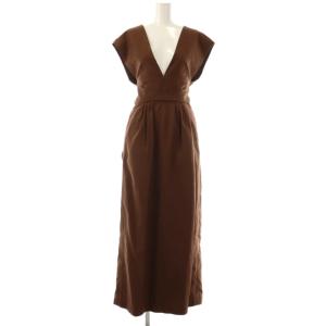 SILK BACK SATIN DROP ワンピース ロング ノースリーブ 36 ブラウン FU-D-019