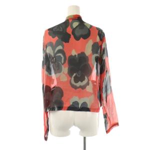 DRIES VAN NOTEN シルク総柄ボレロカーディガン 36 レッド グレー