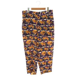 総柄シルクパンツ テーパード 38 紫 パープル オレンジ /AT OS