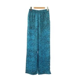 レオパード柄 イージーパンツ ストレート 40 青 黒 /CX OS