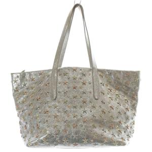 スタースタッズ メタリックトートバッグ ハンドバッグ シルバー色 /SR OH