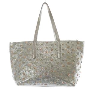 JIMMY CHOO スタースタッズ メタリックトートバッグ ハンドバッグ シルバー色 /SR OH