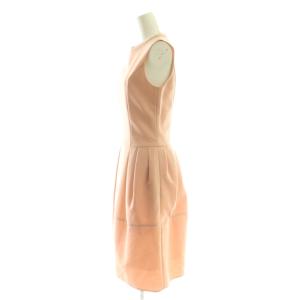 FOXEY NEW YORK タックコクーンワンピース ひざ丈 ノースリーブ 38 ピンク /AT OS SH