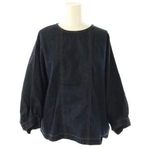 24SS ライトオンスデニムブラウス 七分袖 M 紺 ネイビー /AT OS