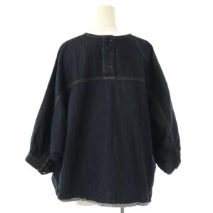 HUMAN WOMAN 24SS ライトオンスデニムブラウス 七分袖 M 紺 ネイビー /AT OS