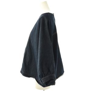 HUMAN WOMAN 24SS ライトオンスデニムブラウス 七分袖 M 紺 ネイビー /AT OS