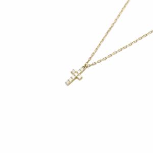 クロスパヴェ ネックレス K18YG ダイヤ0.05ct イエローゴールド