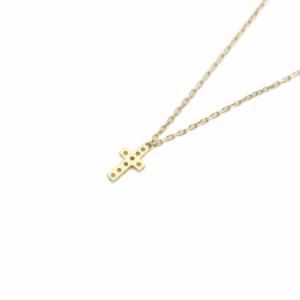 AHKAH クロスパヴェ ネックレス K18YG ダイヤ0.05ct イエローゴールド