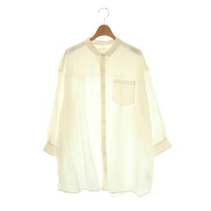 24SS リネンコットンルーズシャツ ブラウス 長袖 前開き F オフホワイト /NR OS