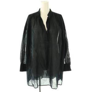 23SS FINE COTTON LAWN TOP ブラウス 長袖 38 紺 ネイビー /AT OS