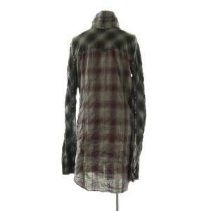 L.G.B SHIRT-G/MID チェックロングシャツ チュニック丈 長袖 0 グレー ブラック パープル /ES