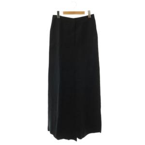 レーヨンリネンシャドウストライプロングスカート 36 ブラック