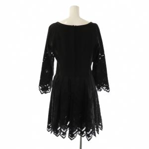 ALBERTA FERRETTI ヴィンテージ フラワーレース プリーツワンピース ミニ ブラック /HK OS