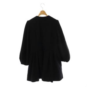 Chesty フラワーファーボタンコート ノーカラー ミドル 0 黒 ブラック /AT OS