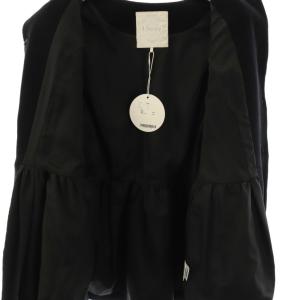 Chesty フラワーファーボタンコート ノーカラー ミドル 0 黒 ブラック /AT OS