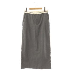 24AW TRウエストデザインスカート タイト ストライプ ロング 36 グレー /HK OS