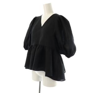 NOBLE 25SS シアーノイズジャガードブラウス 半袖 ブラック /HK OS