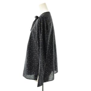 BALLSEY プチフラワープリント ボウタイブラウス 長袖 36 紺 ネイビー /AT OS