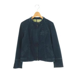 スウェットデニム ジャケット ジップアップ 7 紺 ネイビー /AT OS