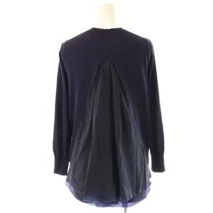 sacai バックプリーツドッキングニットカーディガン 長袖 1 ネイビー 13-01841 /HK OS