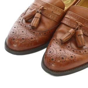 YVES SAINT LAURENT ローファー タッセル レザー 本革 ブローグ 24.5cm 茶色 ブラウン /RI OS