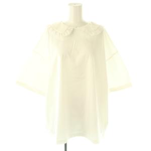 24年 フロッキードット丸襟Tee Tシャツ カットソー 半袖 F ホワイト /HK OS