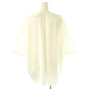 yori 24年 フロッキードット丸襟Tee Tシャツ カットソー 半袖 F ホワイト /HK OS