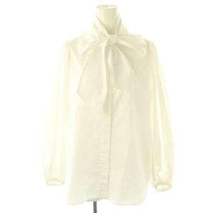 ビッグリボンパフスリーブブラウス 長袖 36 ホワイト /HK OS