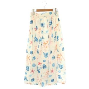 シェルプリントスカート フレア ロング M ホワイト /HK OS