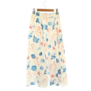 SEVEN TEN by MIHO KAWAHITO シェルプリントスカート フレア ロング M ホワイト /HK OS