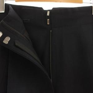 ebure ウールタックワイドパンツ スラックス 36 紺 ネイビー /AT OS