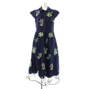 すずらんチュールワンピース ロング 半袖 1 ネイビー /HK OS