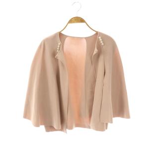 23SS パールケープカーディガン 前開きトッパー 七分袖 F ピンク /AT OS