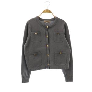 24SS キラキラニットジャケット ノーカラー 2 グレー /HK OS