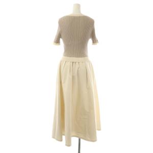 JUSGLITTY 25SS 半袖スキッパードッキングワンピース マキシ ロング 1 グレー アイボリー /AT OS