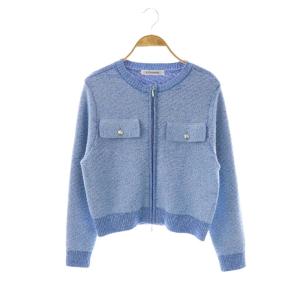 ジップアップニットカーディガン F ブルー /HK OS