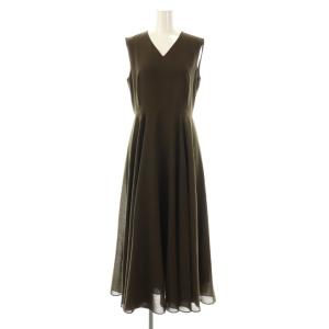 スパンボイルワッシャーVネックロングワンピース S ブラウン /DF OS