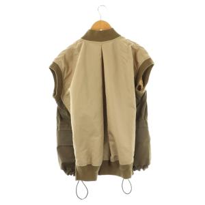 sacai 22SS Nylon Twill Mix Vest  MA-1 1 ベージュ ブラウン