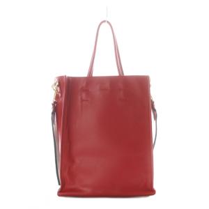 N°21 ロゴプリント ショッパー 2wayバッグ ハンド ショルダー 縦型 レザー 赤 レッド /RI OS