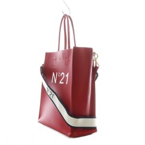 N°21 ロゴプリント ショッパー 2wayバッグ ハンド ショルダー 縦型 レザー 赤 レッド /RI OS