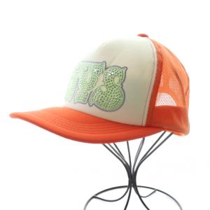 HYSTERIC GLAMOUR 25SS HYPNOTIZED LOGO ラインストーンメッシュキャップ オレンジ 橙色 01251QH04