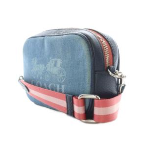 COACH ショルダーバッグ ロゴ デニム ブルー 青色 ピンク 桃色 90393 /RI OS