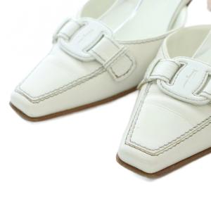Salvatore Ferragamo パンプス ハイヒール スクエアトゥ スリングバック レザー 6.5 24cm 白 ホワイト /RI OS