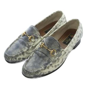 ローファー ホースビット パイソン柄 36 23cm 白 ホワイト グレー /RI OS