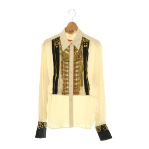 総柄ピンタック長袖シャツ 38 アイボリー マルチカラー /DO OS