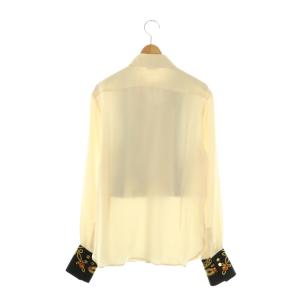 HERMES 総柄ピンタック長袖シャツ 38 アイボリー マルチカラー /DO OS