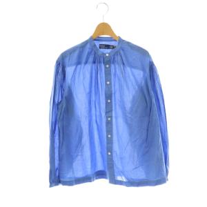 バンドカラーコットンギャザーブラウス 0 ライトブルー /DO OS